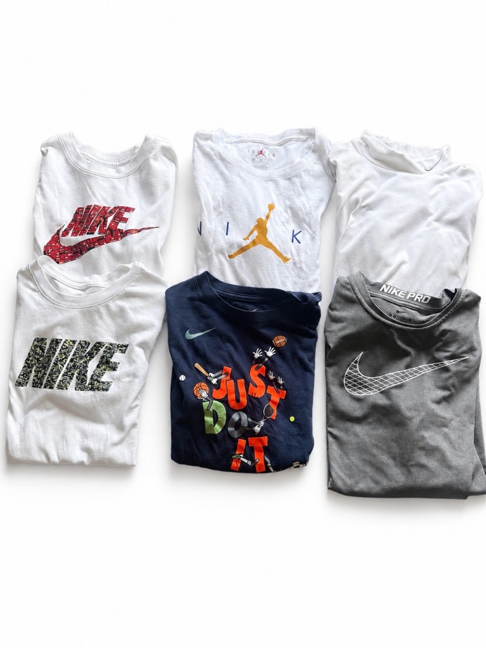 Nike Kids Mixed Logo Tee Set in White, Navy & Gray